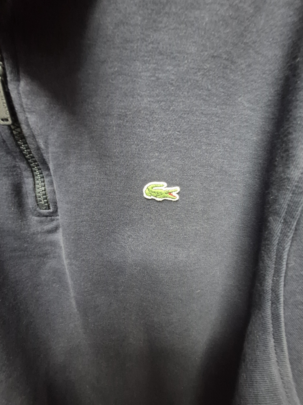 Lacoste Men's Navy Quarter-Zip Sweatshirt with Chest Logo - Picture 2 of 4